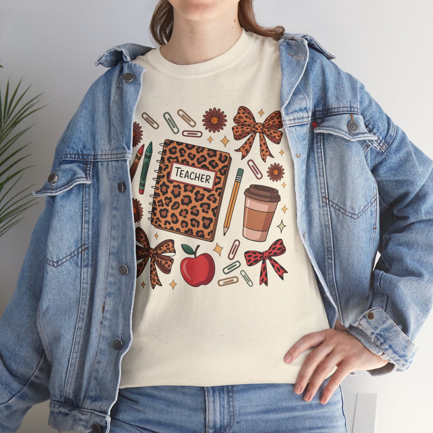 Leopard Print Teacher Unisex Heavy Cotton Tee