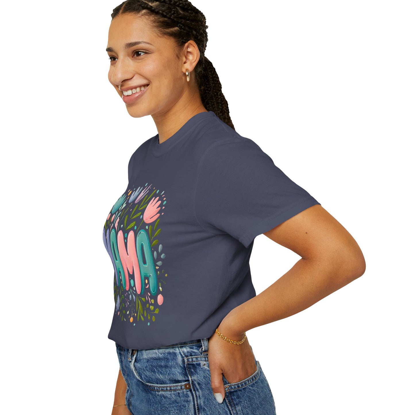 Floral Mama T-Shirt - Unisex Garment-Dyed Tee for Mother's Day