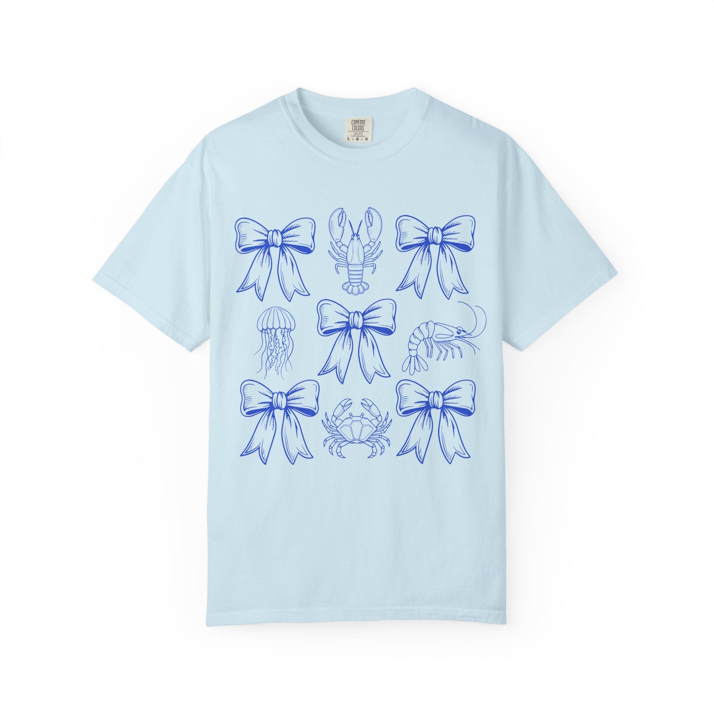 Coastal Charm Unisex Garment-Dyed T-Shirt with Nautical Bows
