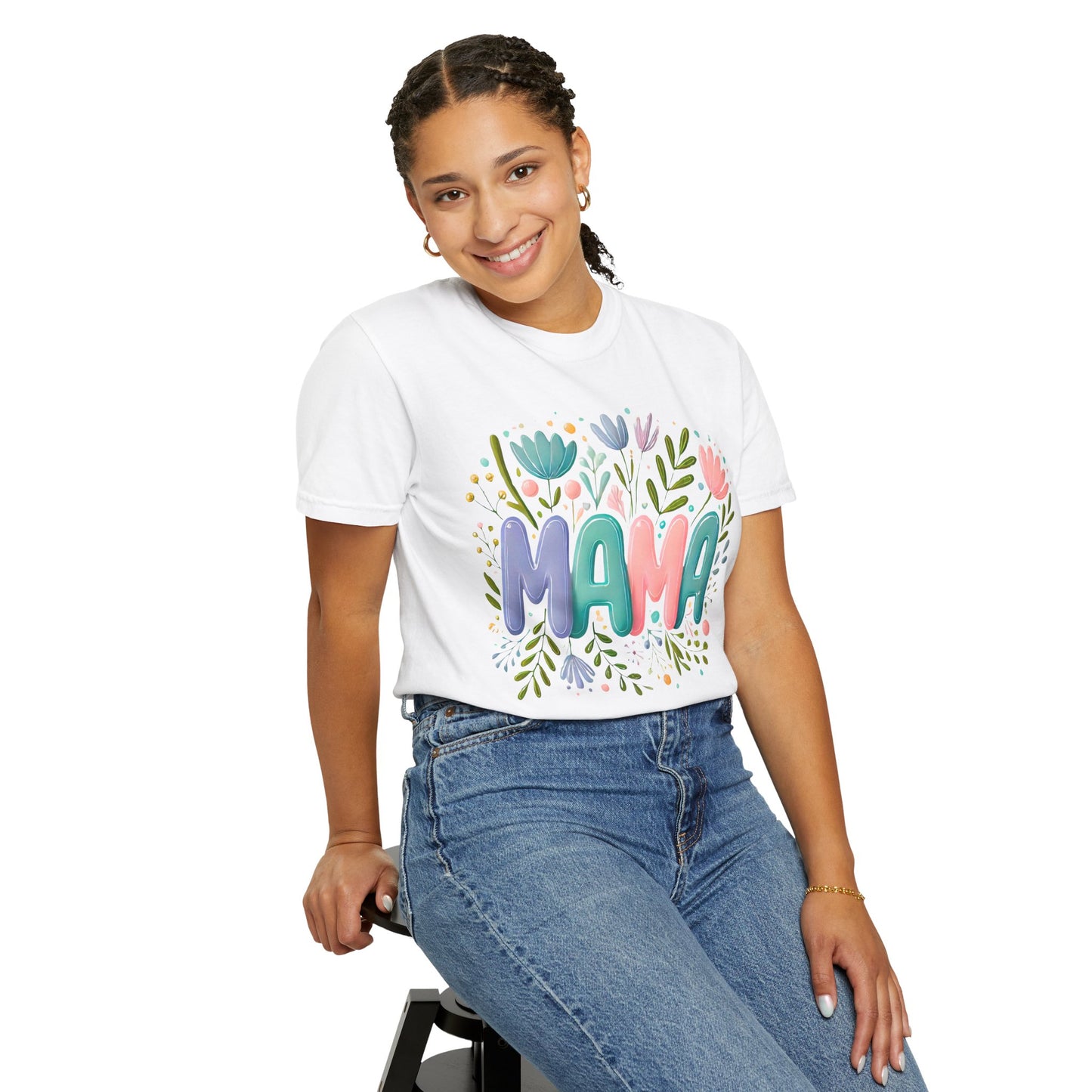 Floral Mama T-Shirt - Unisex Garment-Dyed Tee for Mother's Day