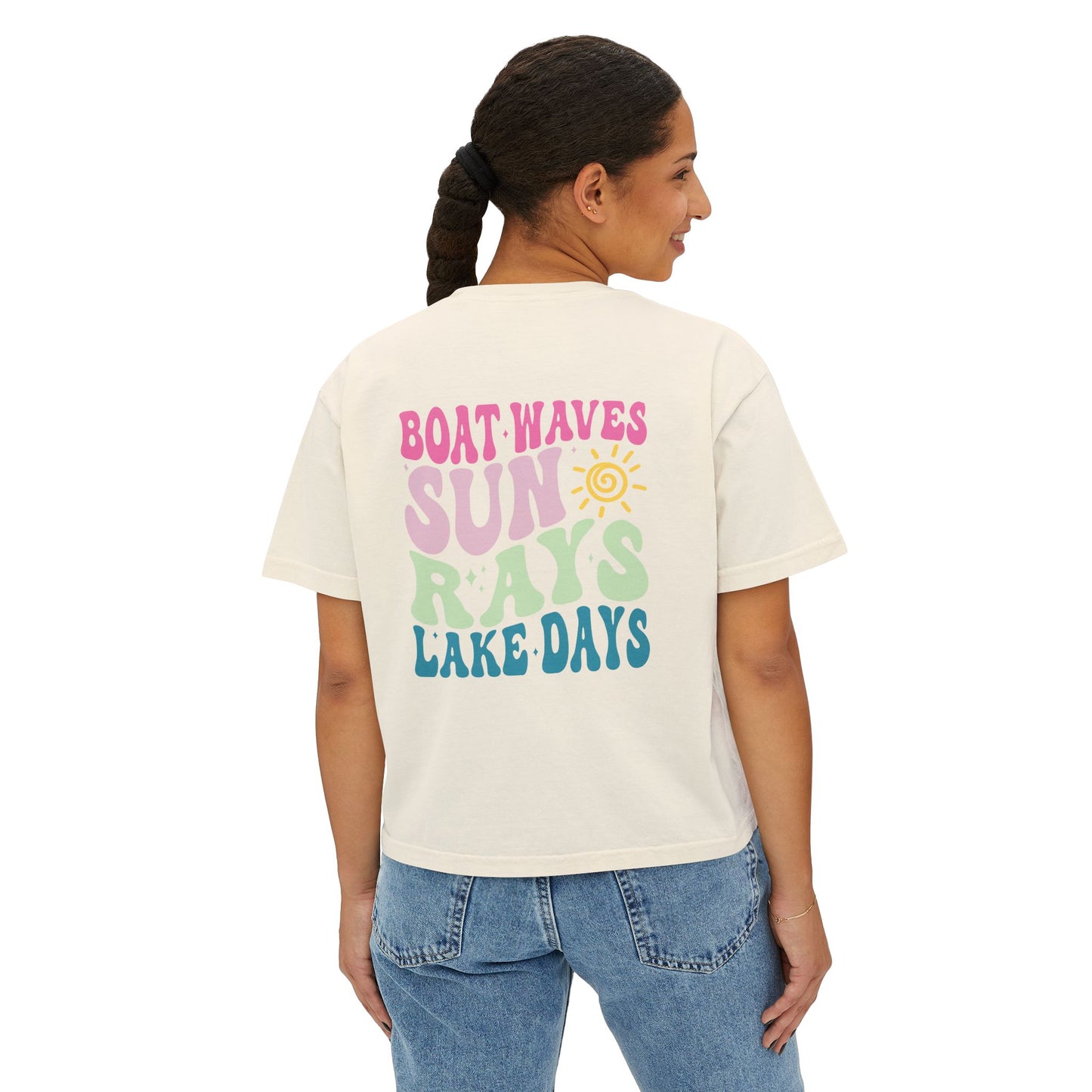 Women's Boxy Tee - Lake Days Design, Perfect for Summer Adventures