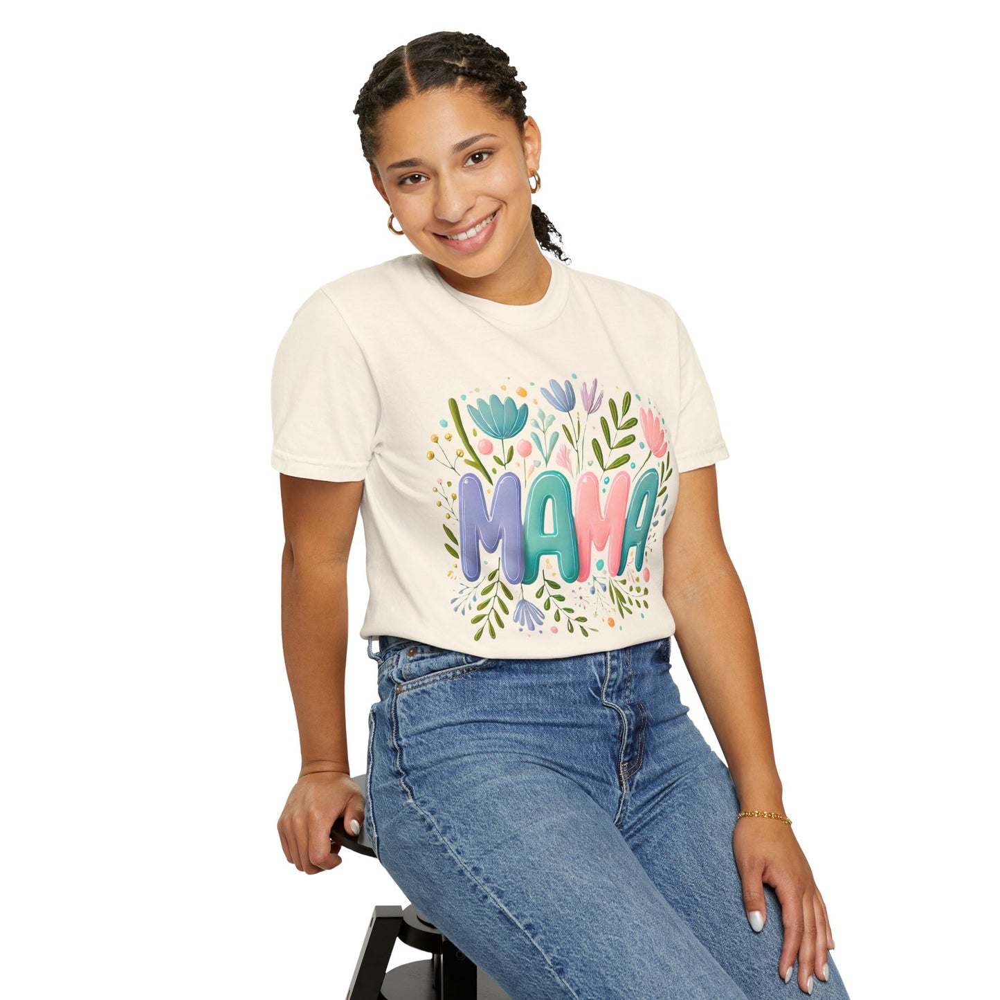 Floral Mama T-Shirt - Unisex Garment-Dyed Tee for Mother's Day
