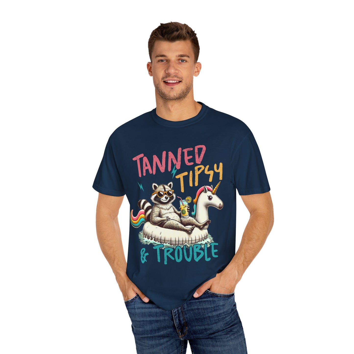 Unisex T-Shirt - Tanned, Tipsy & Trouble Party Tee