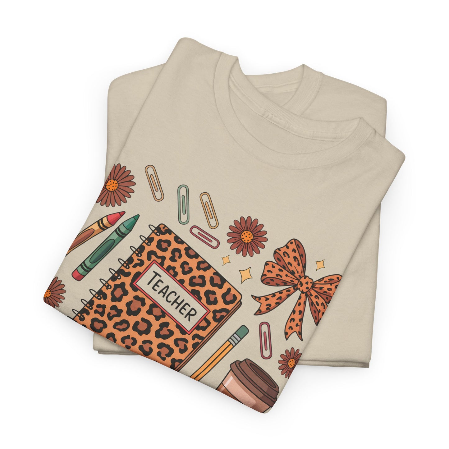 Leopard Print Teacher Unisex Heavy Cotton Tee