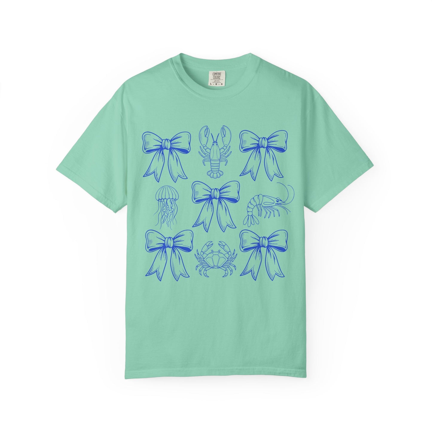 Coastal Charm Unisex Garment-Dyed T-Shirt with Nautical Bows