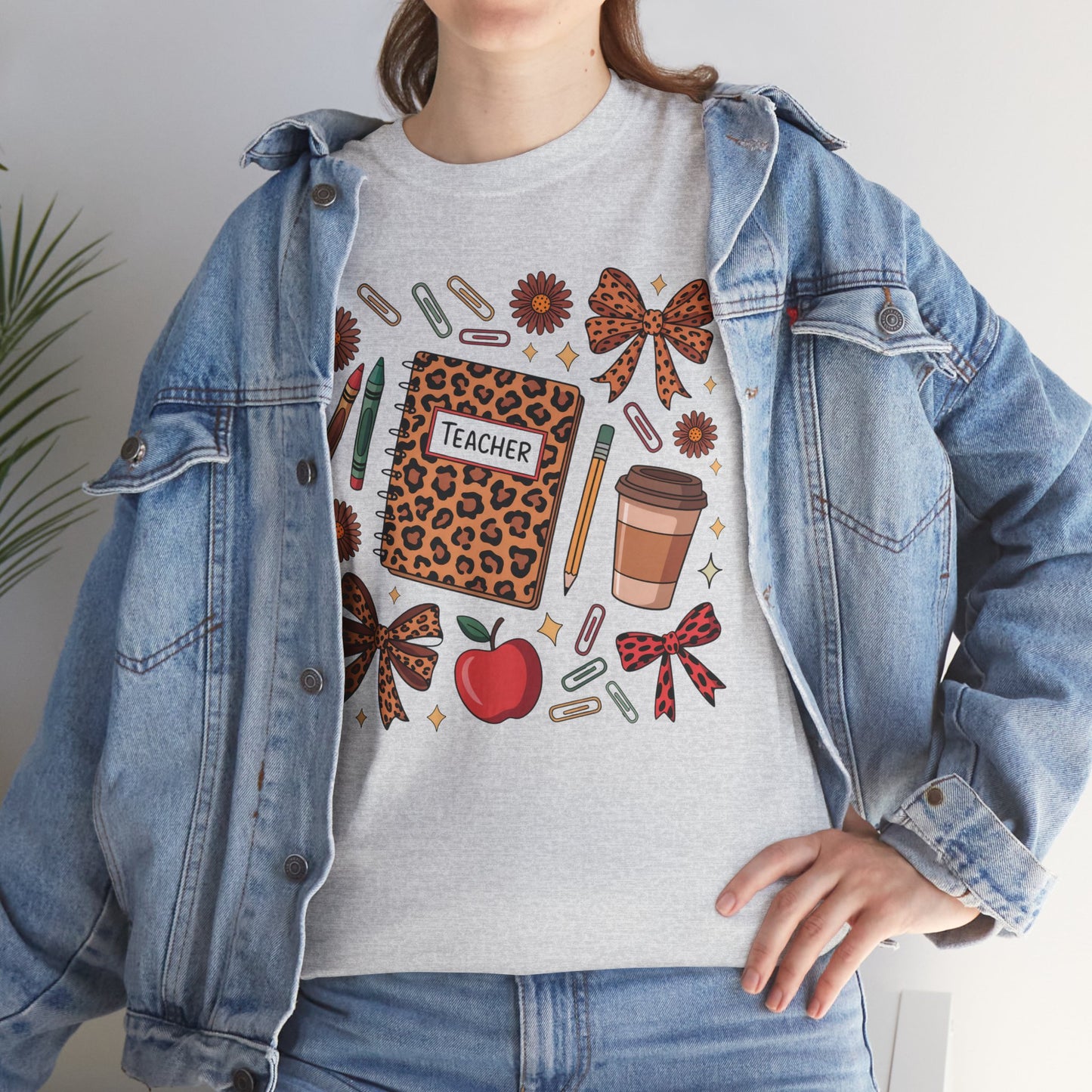 Leopard Print Teacher Unisex Heavy Cotton Tee