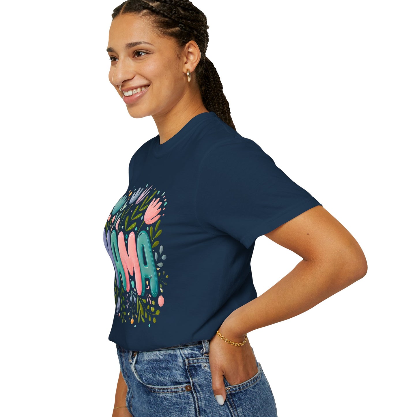 Floral Mama T-Shirt - Unisex Garment-Dyed Tee for Mother's Day