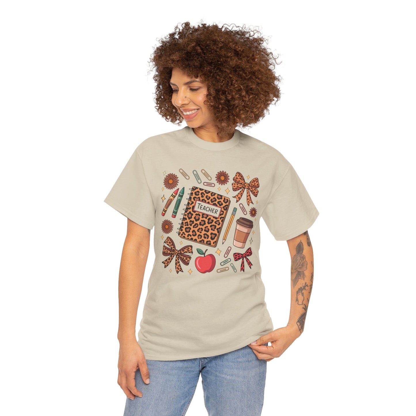 Leopard Print Teacher Unisex Heavy Cotton Tee