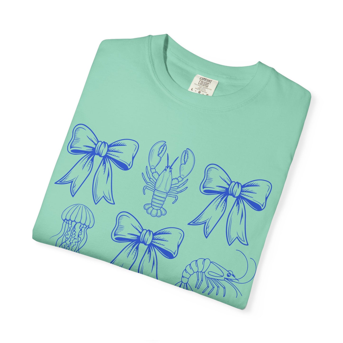 Coastal Charm Unisex Garment-Dyed T-Shirt with Nautical Bows