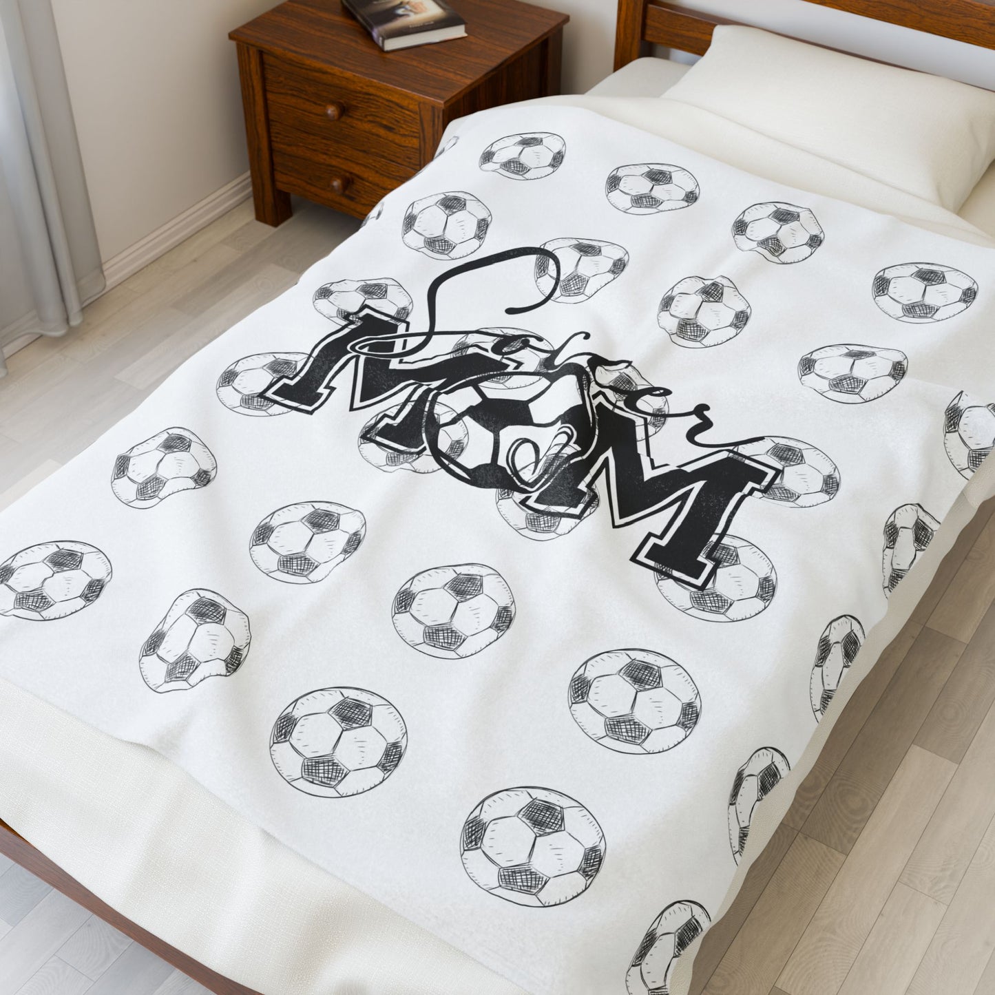 Soccer Mom with Heart Velveteen Plush Blanket - Cozy Comfort for Sports Enthusiasts
