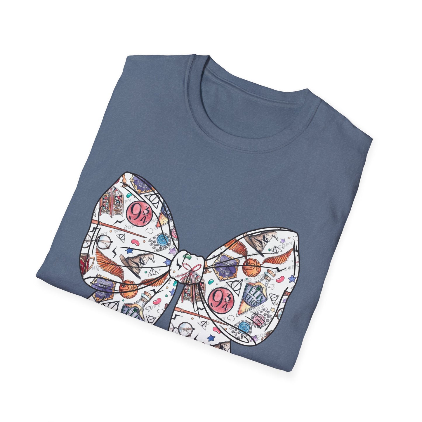 Colorful Magical Bow Tee - Unisex Softstyle T-Shirt, Harry Potter Shirt, Wizard Graphic Top, Hogwarts Tee, Magical Theme T-Shirt for Fans