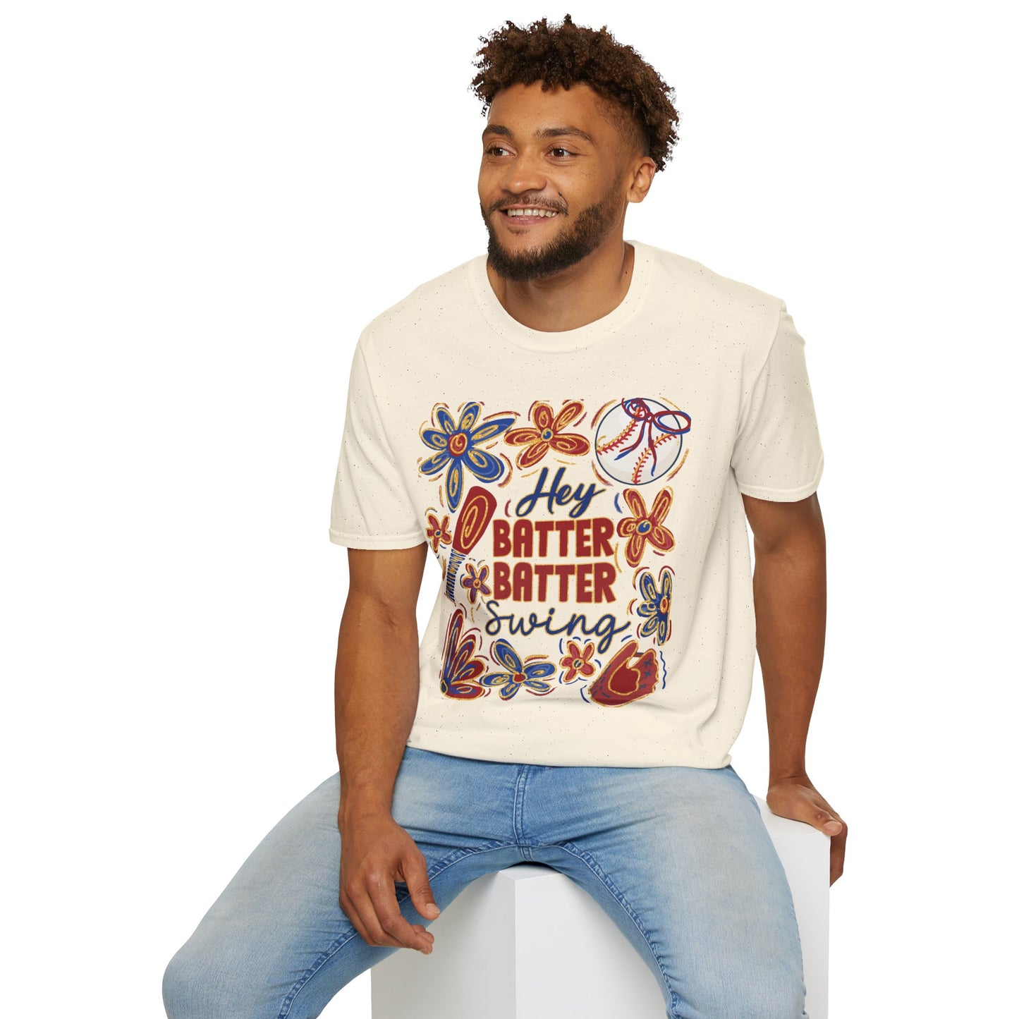 Hey Batter Batter Swing Unisex Softstyle T-Shirt - Perfect for Baseball Fans