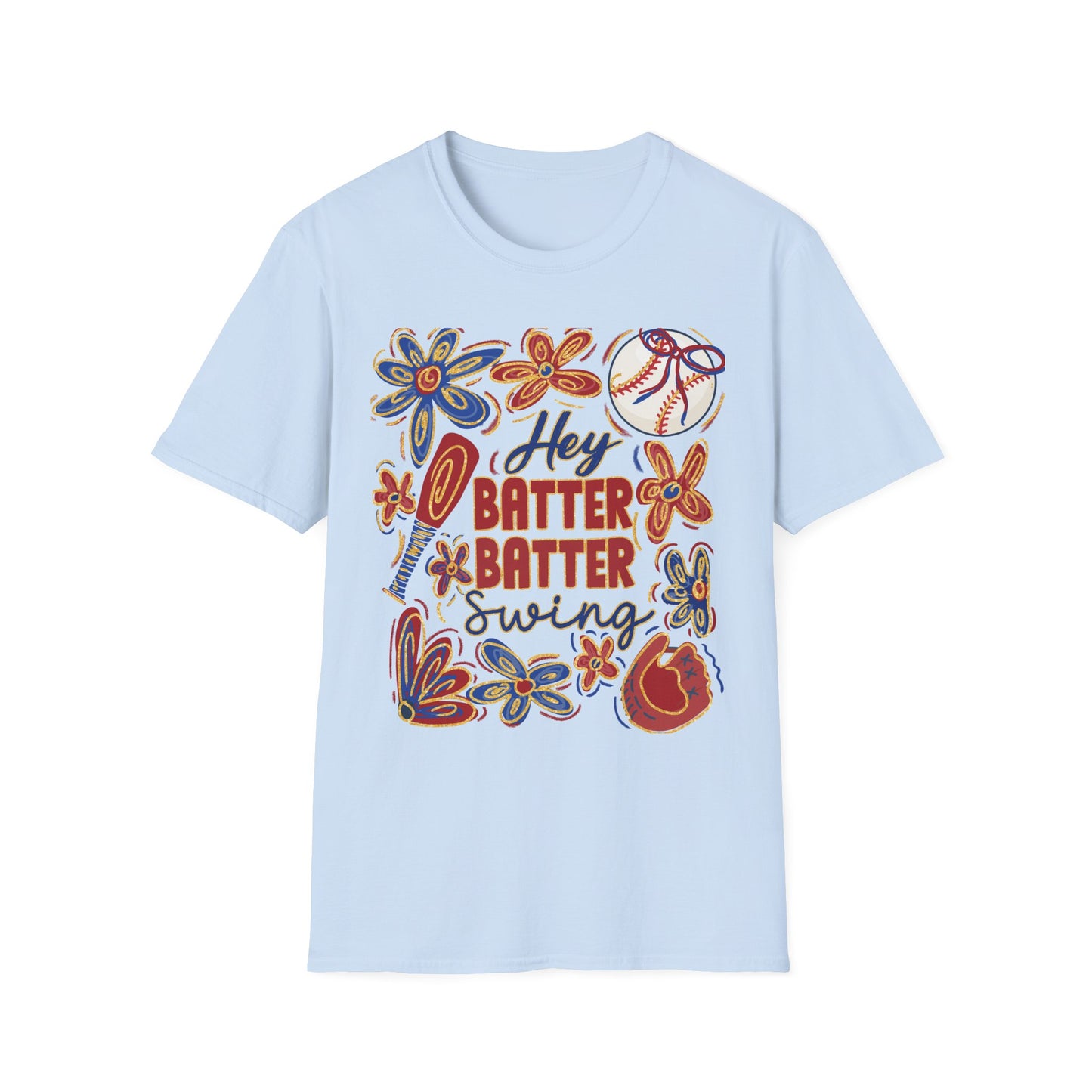 Hey Batter Batter Swing Unisex Softstyle T-Shirt - Perfect for Baseball Fans