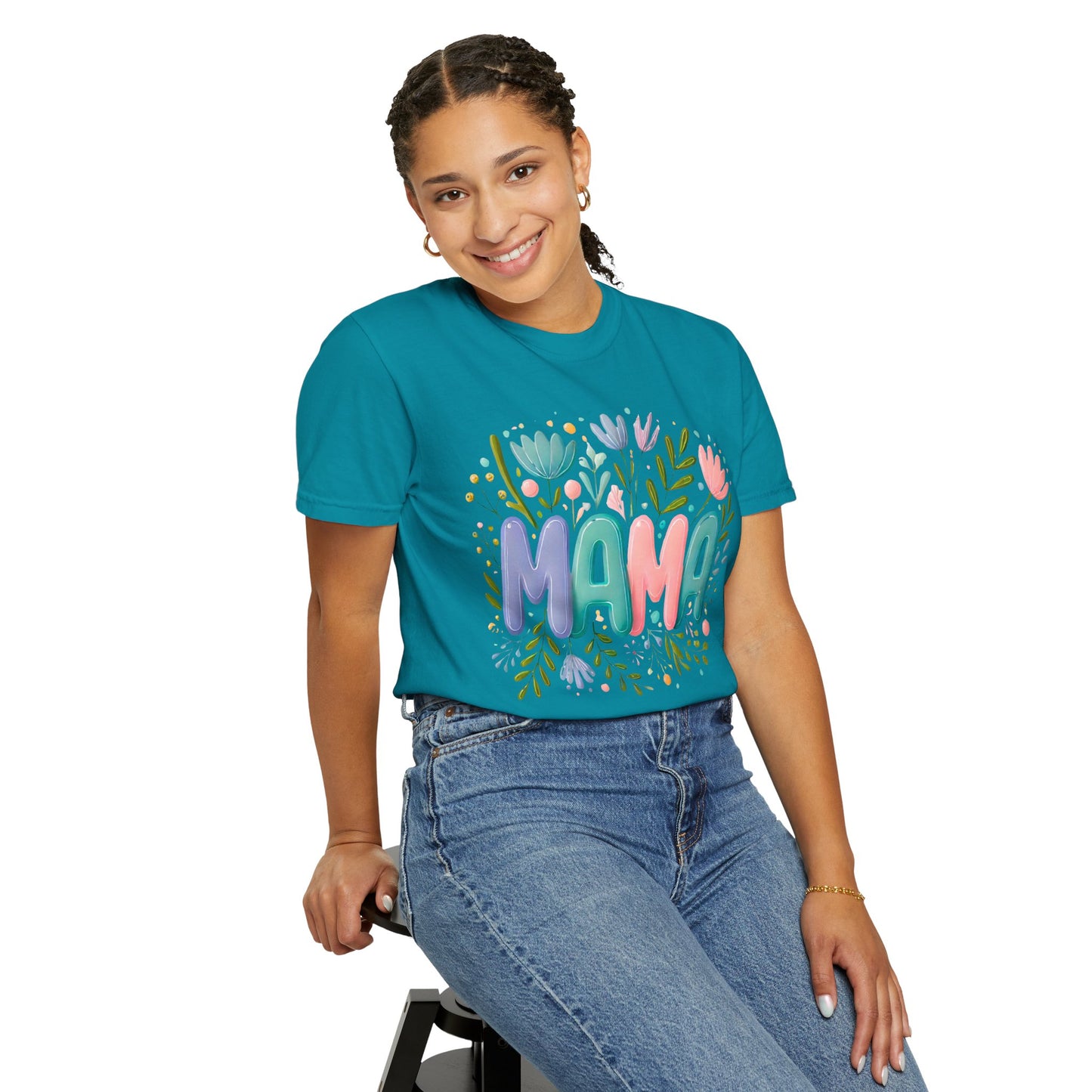 Floral Mama T-Shirt - Unisex Garment-Dyed Tee for Mother's Day