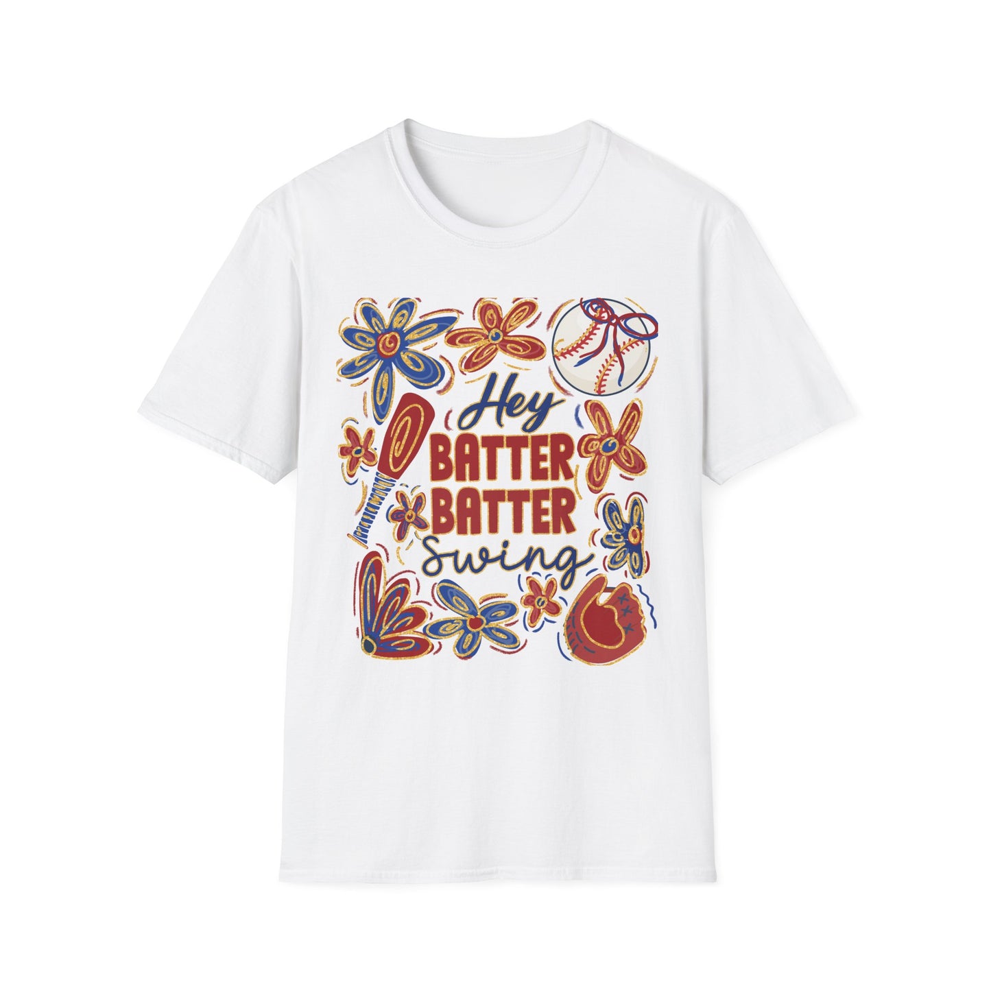 Hey Batter Batter Swing Unisex Softstyle T-Shirt - Perfect for Baseball Fans