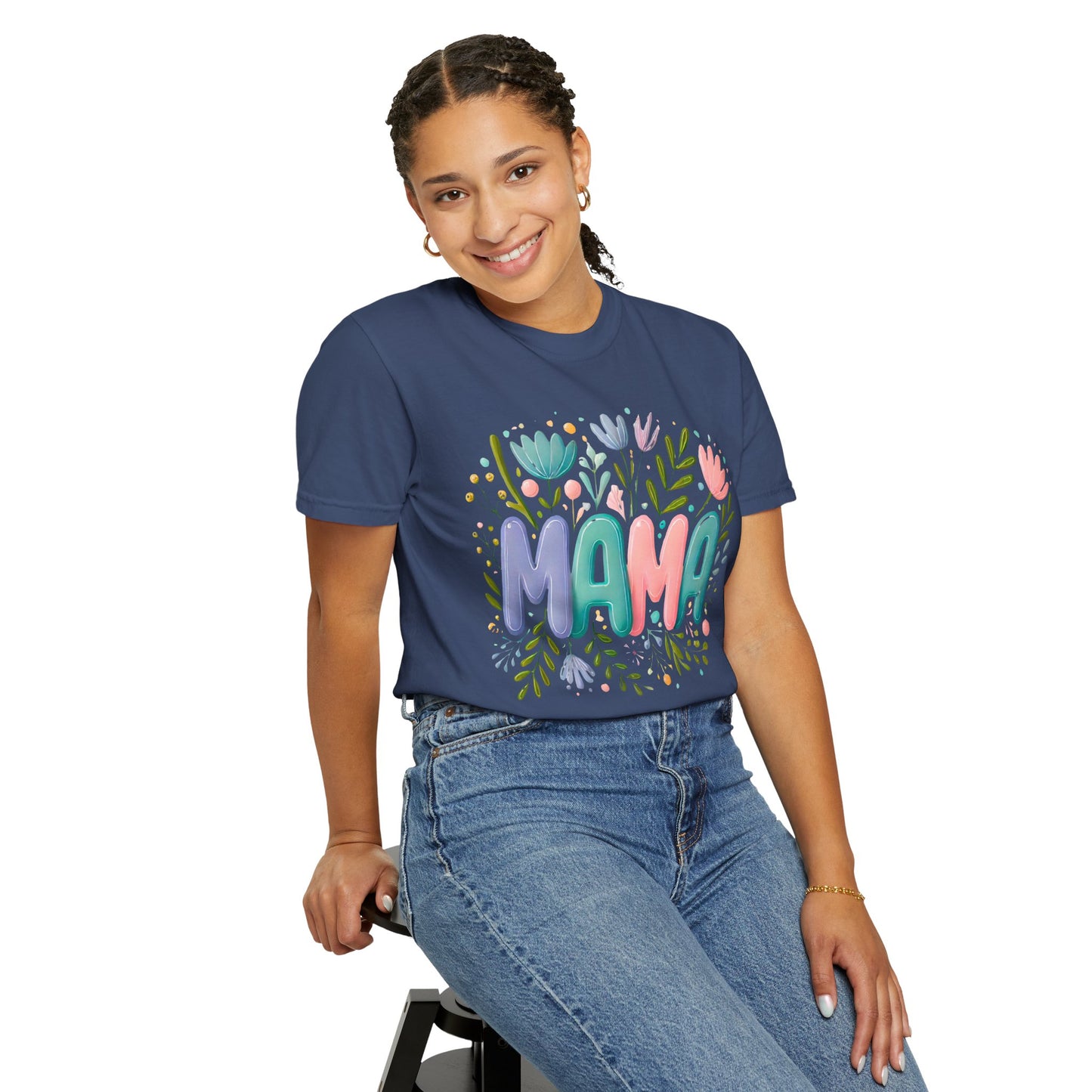 Floral Mama T-Shirt - Unisex Garment-Dyed Tee for Mother's Day
