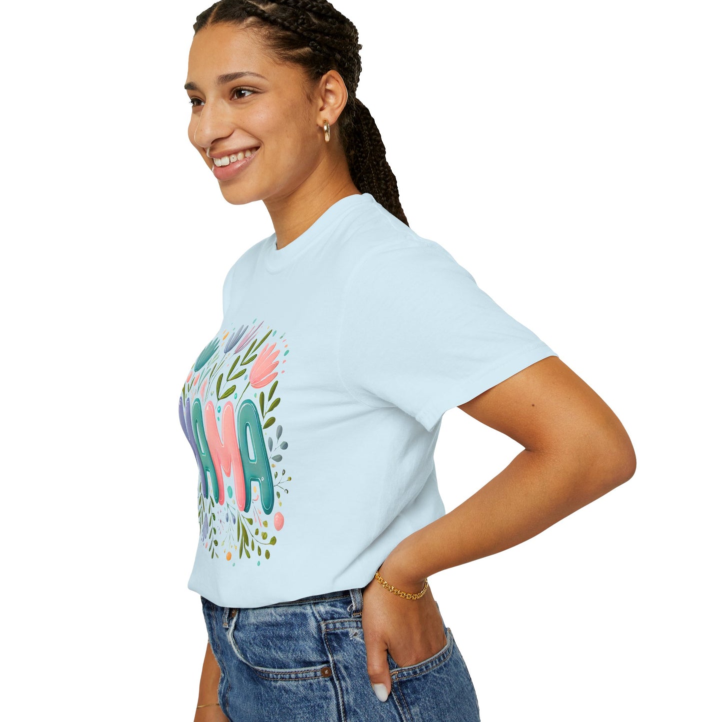 Floral Mama T-Shirt - Unisex Garment-Dyed Tee for Mother's Day