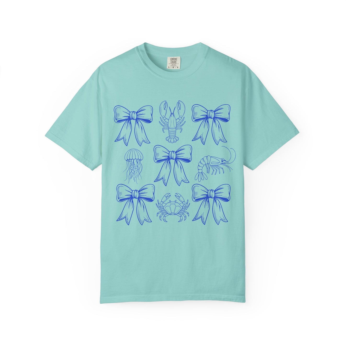 Coastal Charm Unisex Garment-Dyed T-Shirt with Nautical Bows