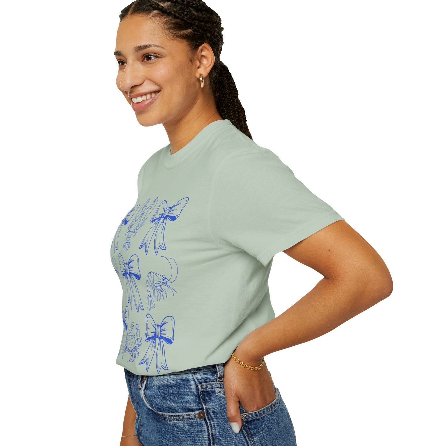 Coastal Charm Unisex Garment-Dyed T-Shirt with Nautical Bows