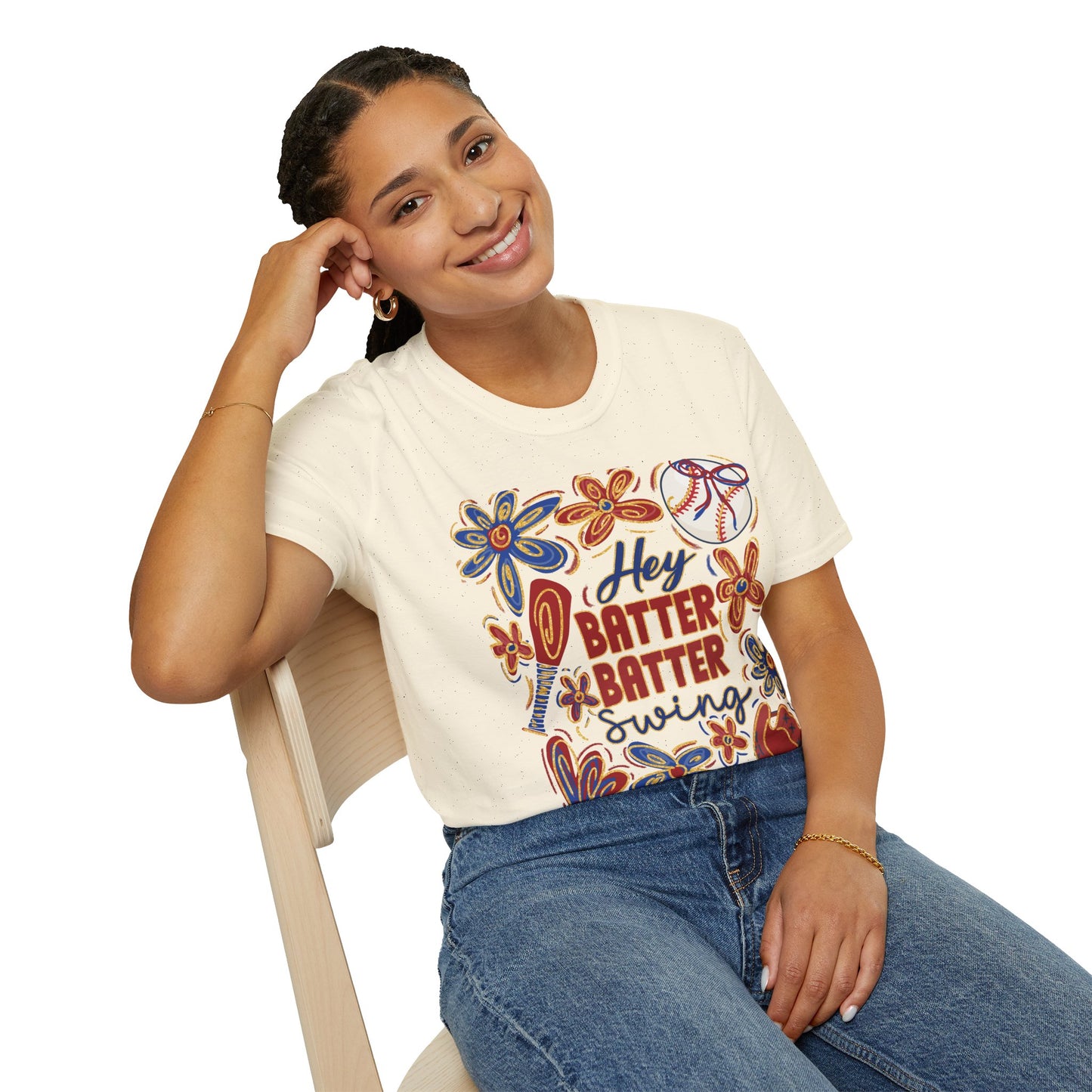 Hey Batter Batter Swing Unisex Softstyle T-Shirt - Perfect for Baseball Fans