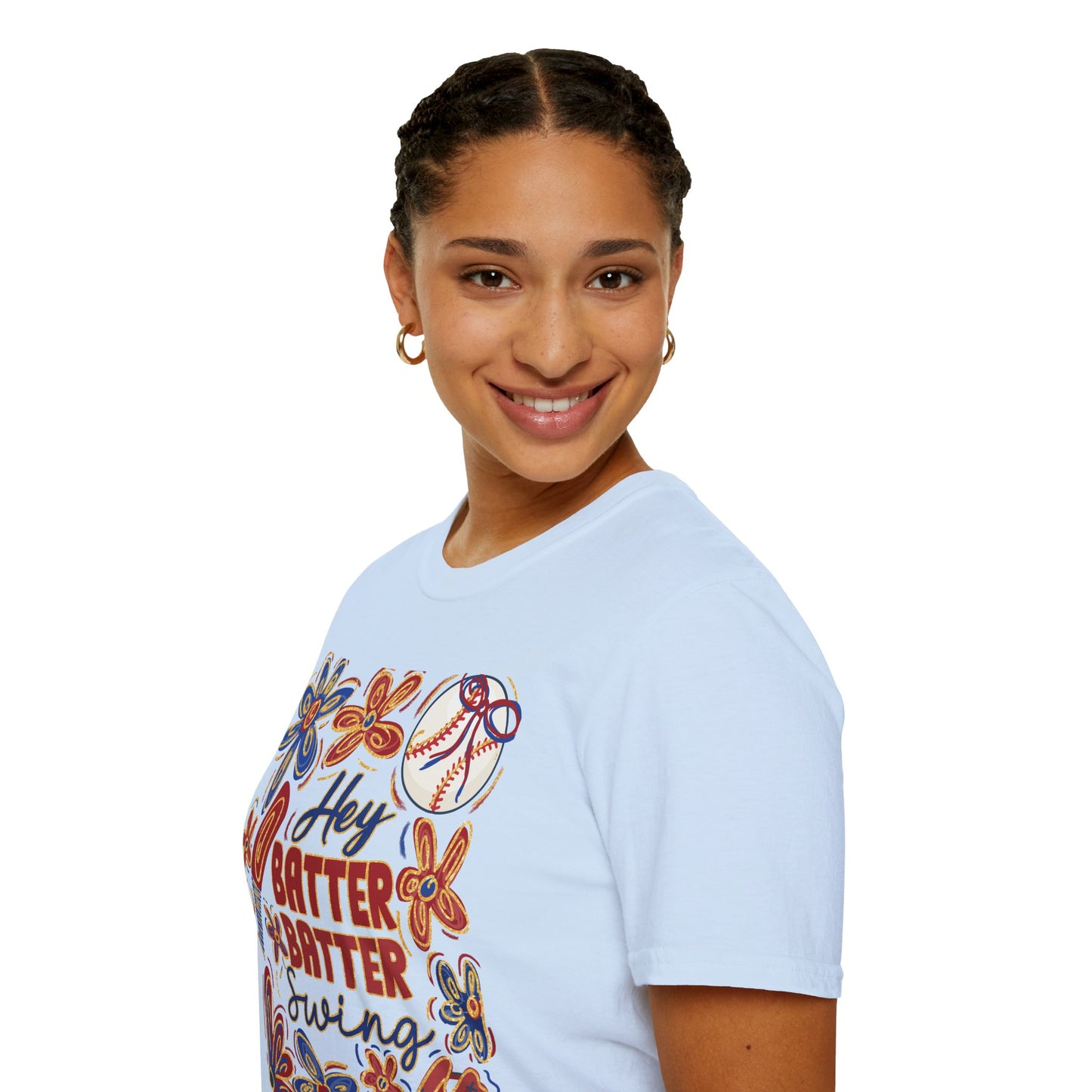 Hey Batter Batter Swing Unisex Softstyle T-Shirt - Perfect for Baseball Fans
