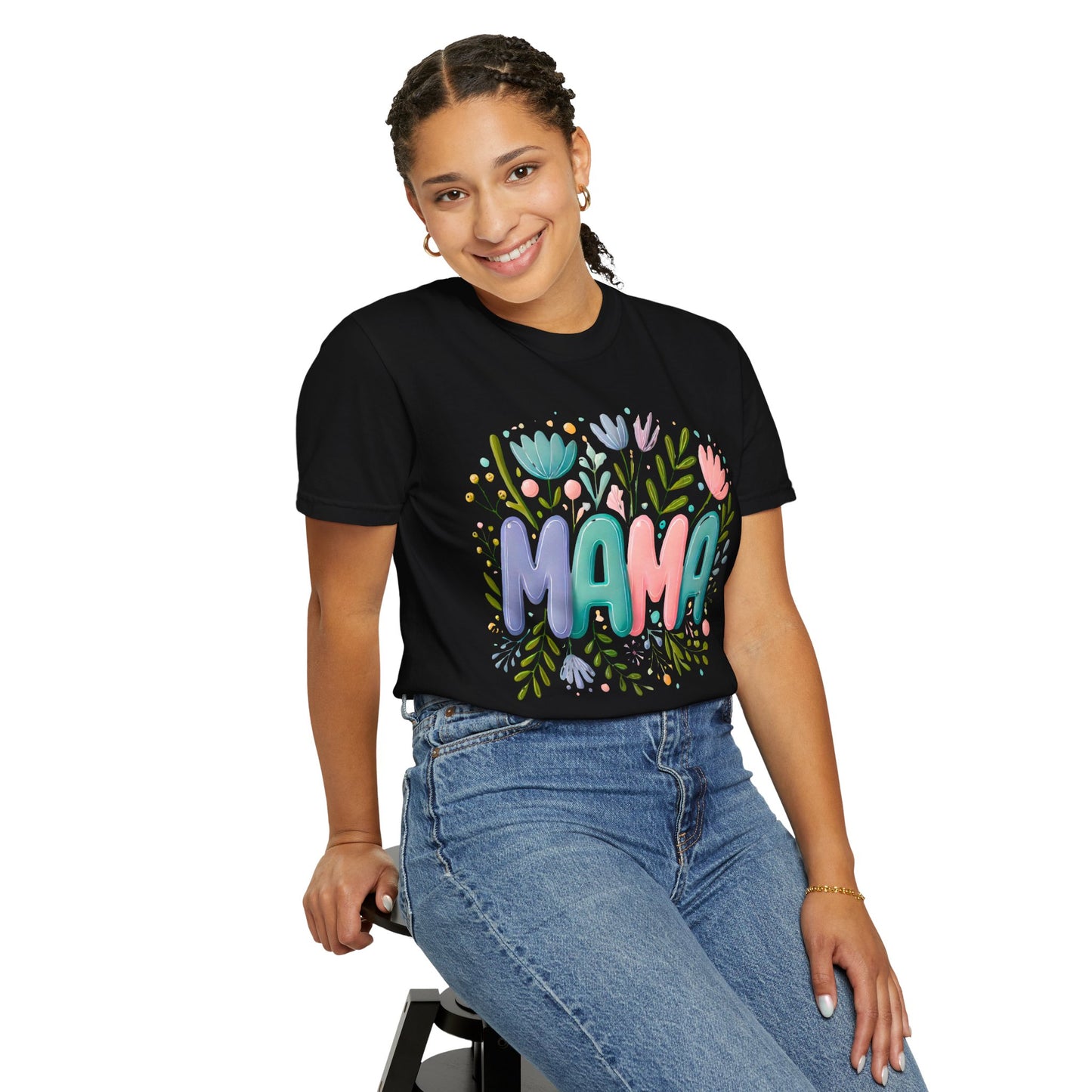 Floral Mama T-Shirt - Unisex Garment-Dyed Tee for Mother's Day