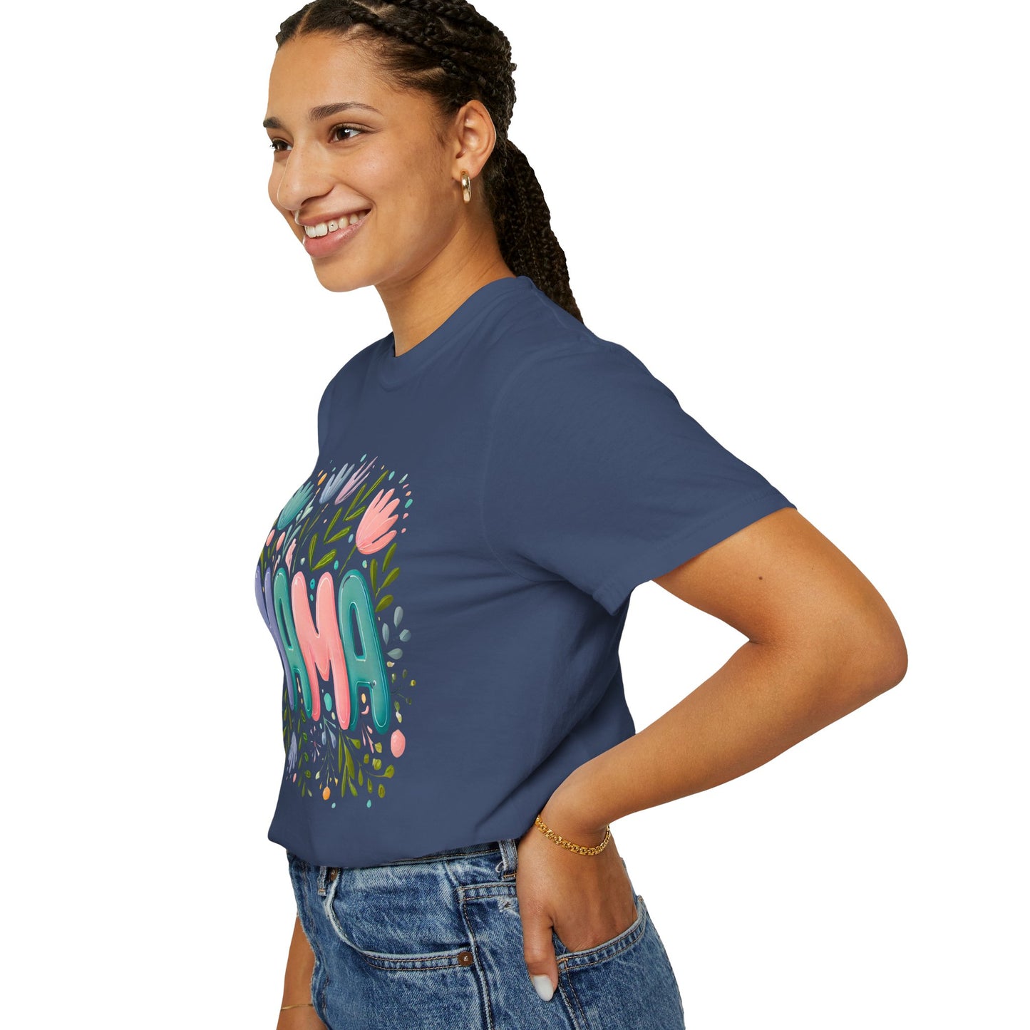 Floral Mama T-Shirt - Unisex Garment-Dyed Tee for Mother's Day