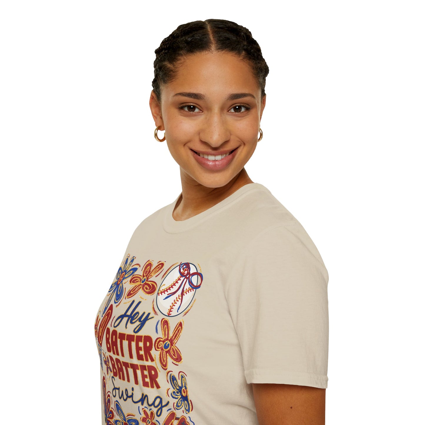 Hey Batter Batter Swing Unisex Softstyle T-Shirt - Perfect for Baseball Fans