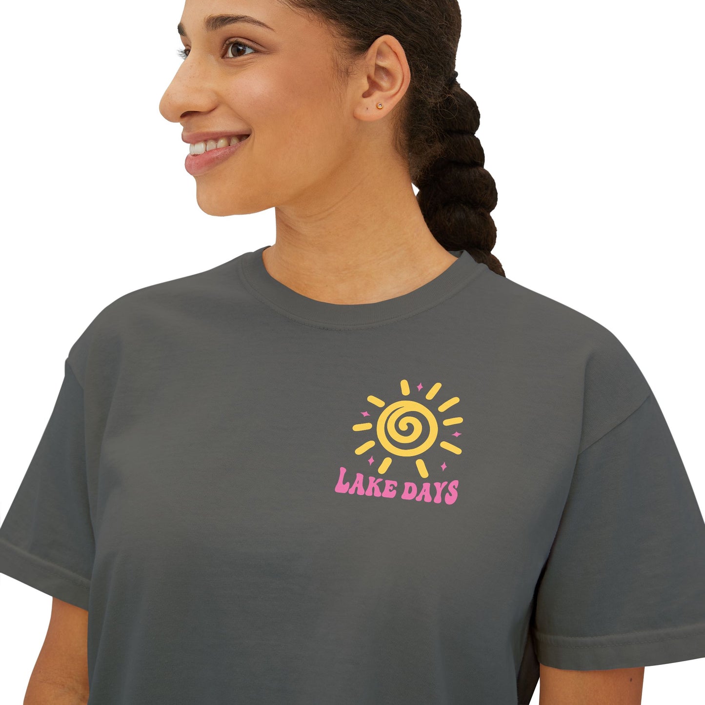Women's Boxy Tee - Lake Days Design, Perfect for Summer Adventures