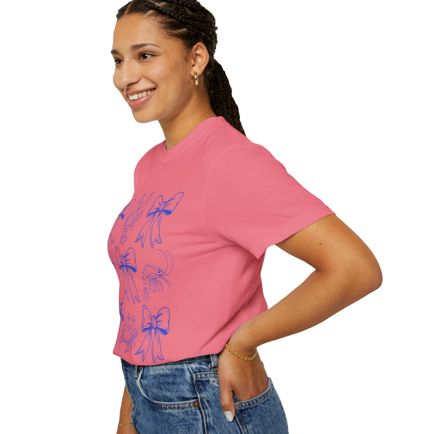 Coastal Charm Unisex Garment-Dyed T-Shirt with Nautical Bows