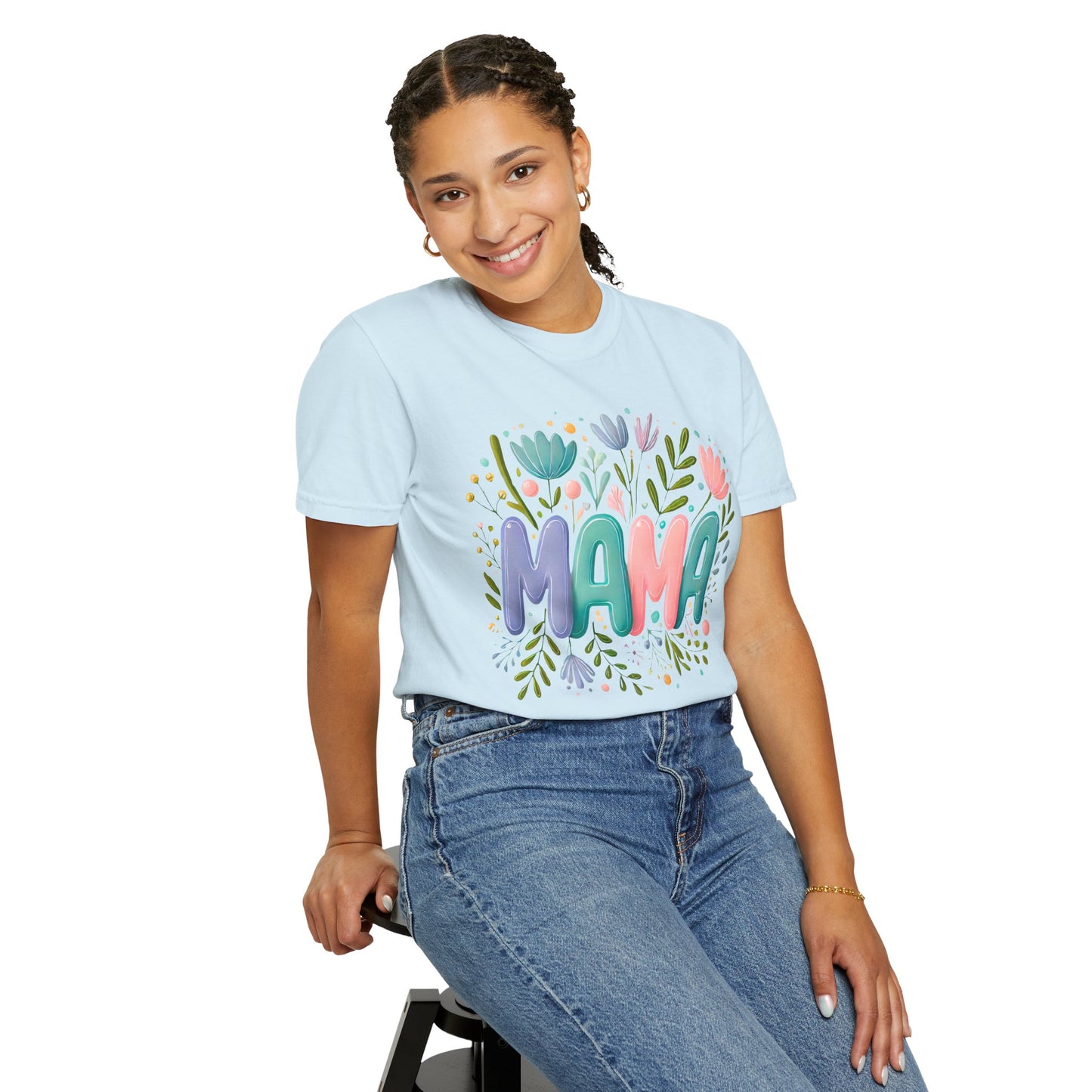 Floral Mama T-Shirt - Unisex Garment-Dyed Tee for Mother's Day