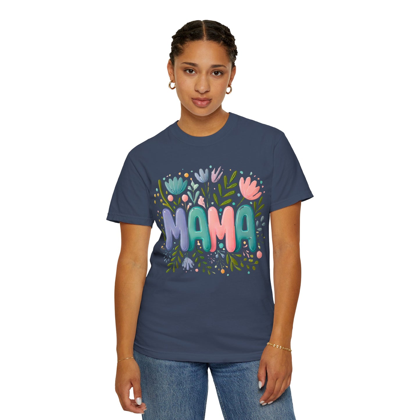 Floral Mama T-Shirt - Unisex Garment-Dyed Tee for Mother's Day