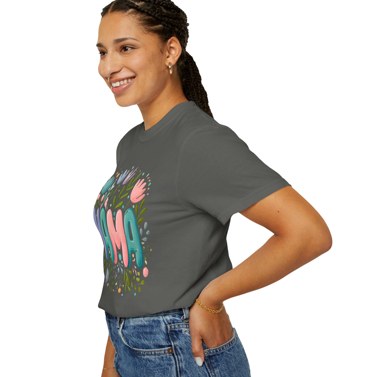 Floral Mama T-Shirt - Unisex Garment-Dyed Tee for Mother's Day