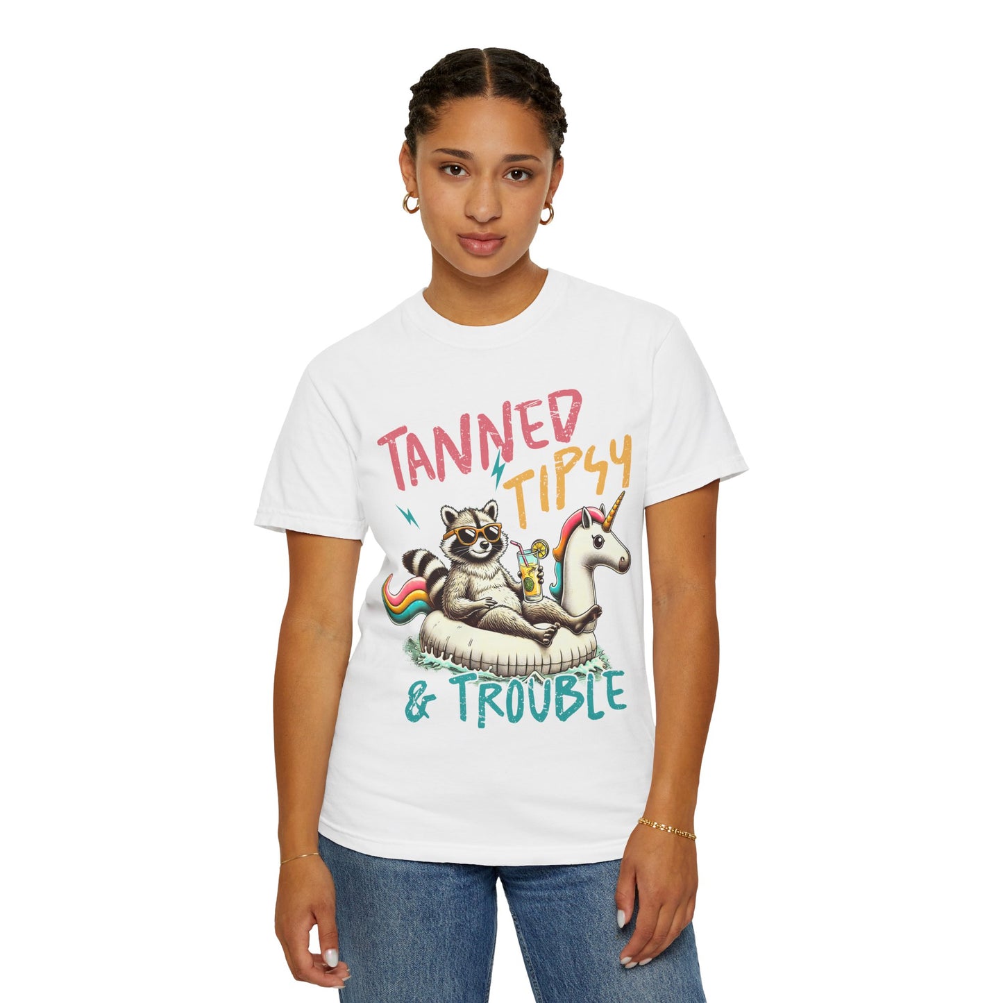 Unisex T-Shirt - Tanned, Tipsy & Trouble Party Tee