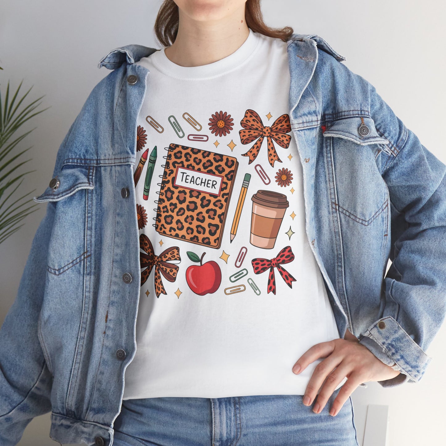 Leopard Print Teacher Unisex Heavy Cotton Tee