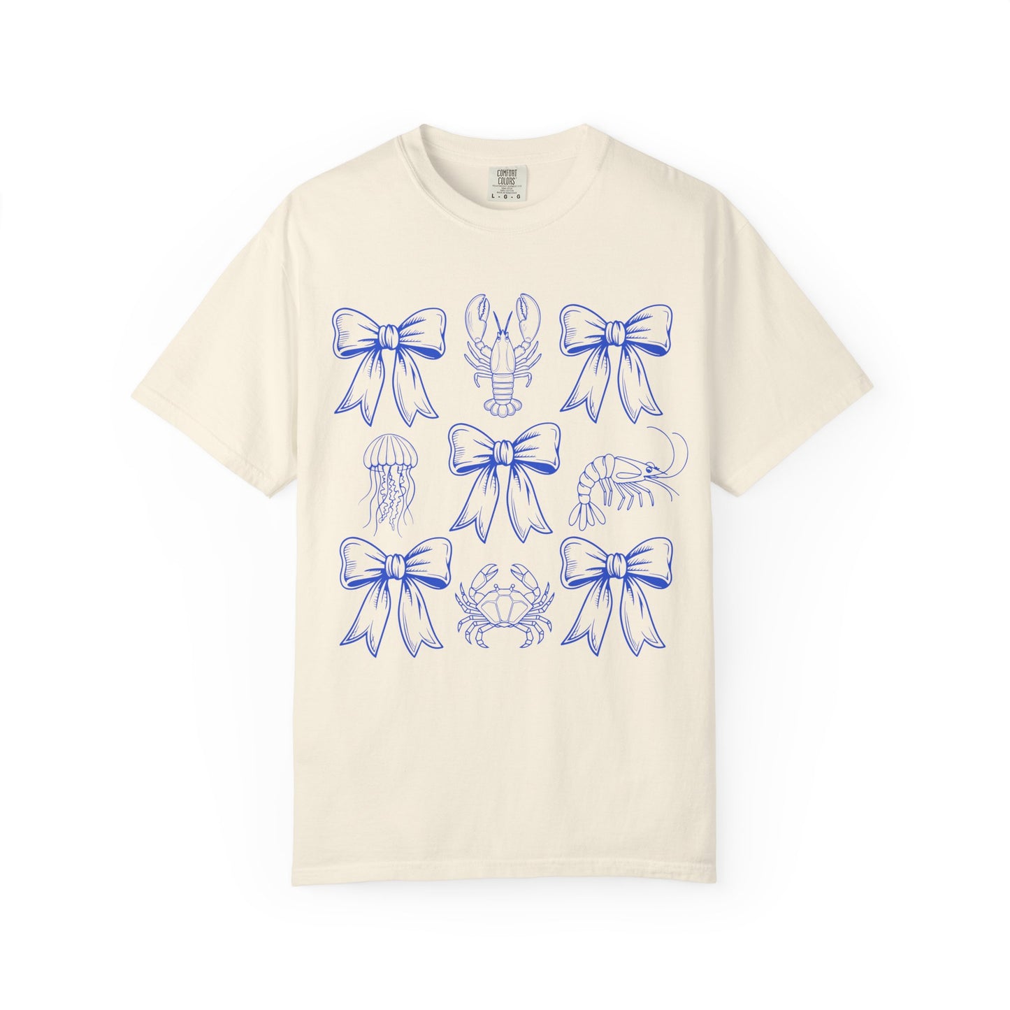 Coastal Charm Unisex Garment-Dyed T-Shirt with Nautical Bows