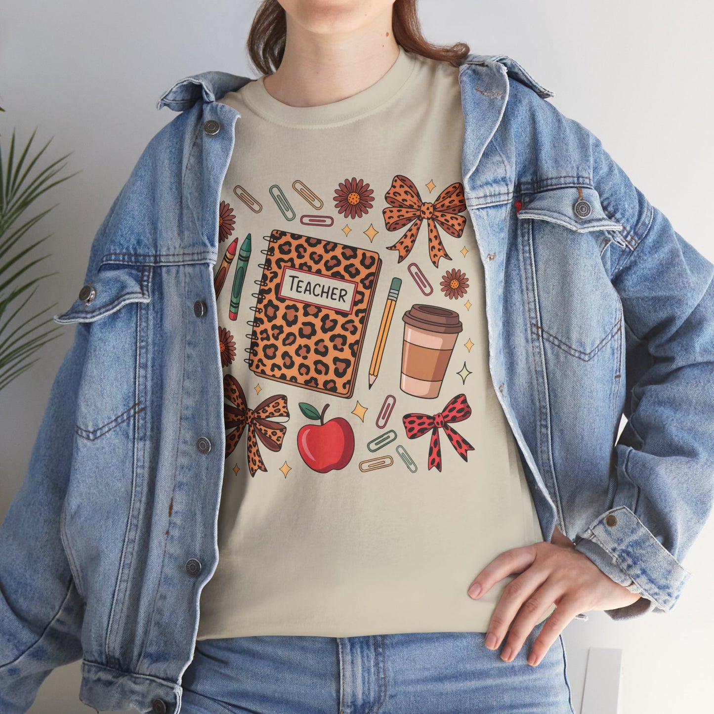 Leopard Print Teacher Unisex Heavy Cotton Tee