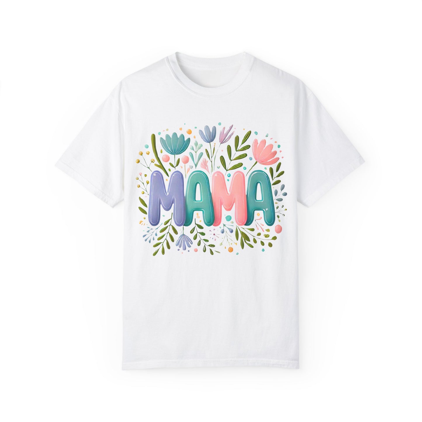 Floral Mama T-Shirt - Unisex Garment-Dyed Tee for Mother's Day