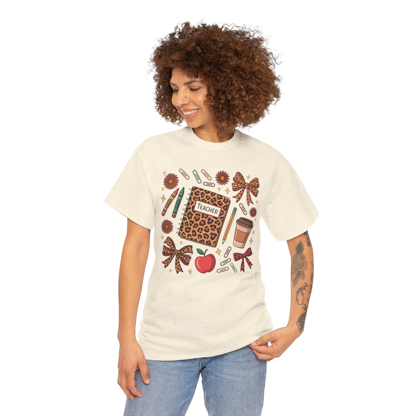 Leopard Print Teacher Unisex Heavy Cotton Tee