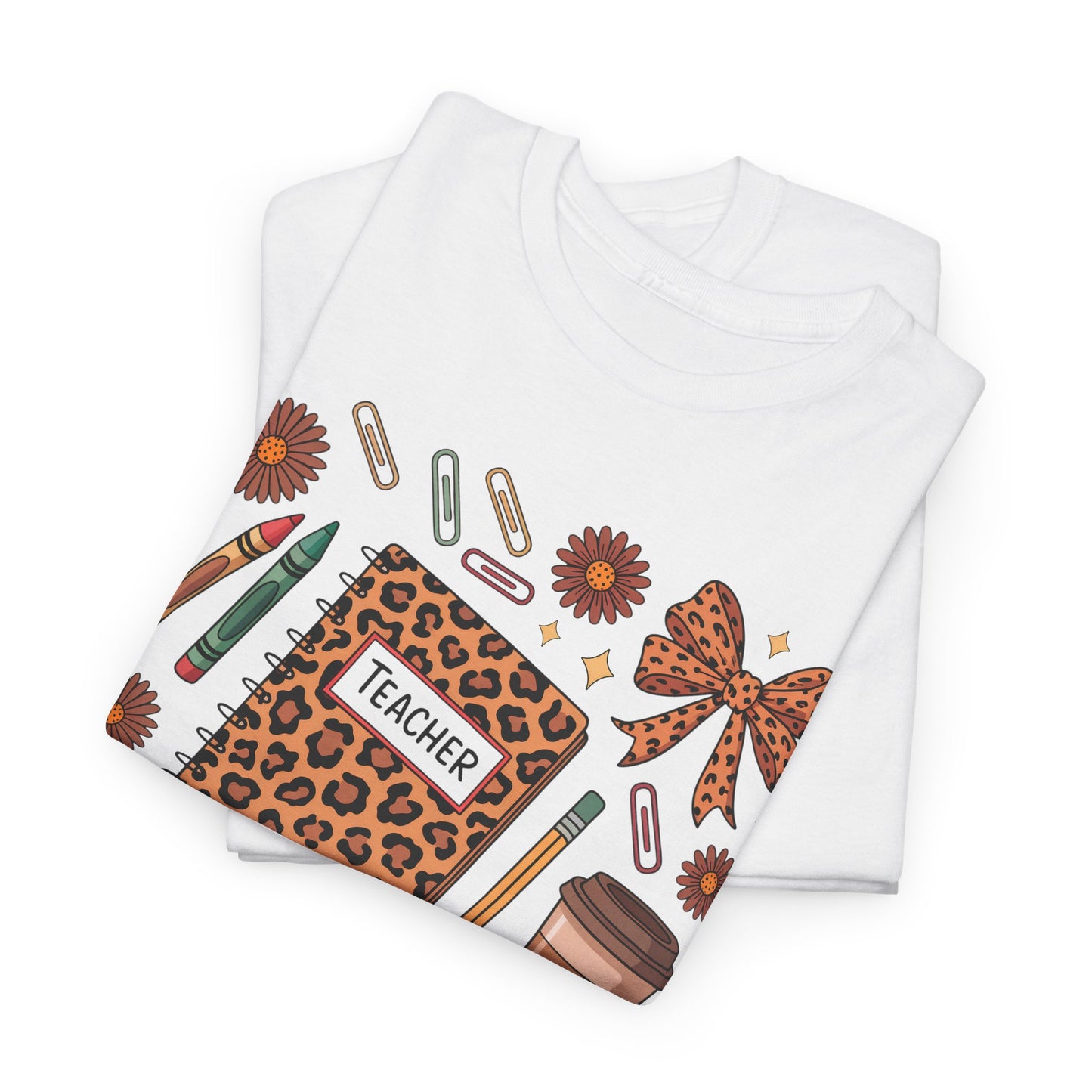 Leopard Print Teacher Unisex Heavy Cotton Tee