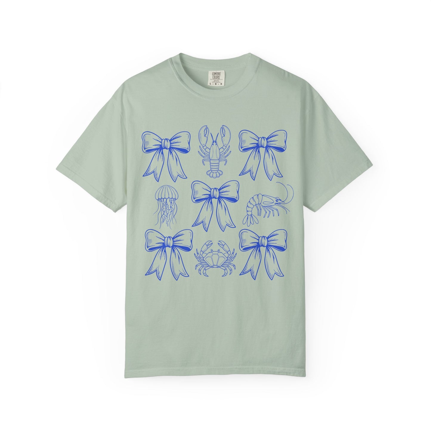 Coastal Charm Unisex Garment-Dyed T-Shirt with Nautical Bows