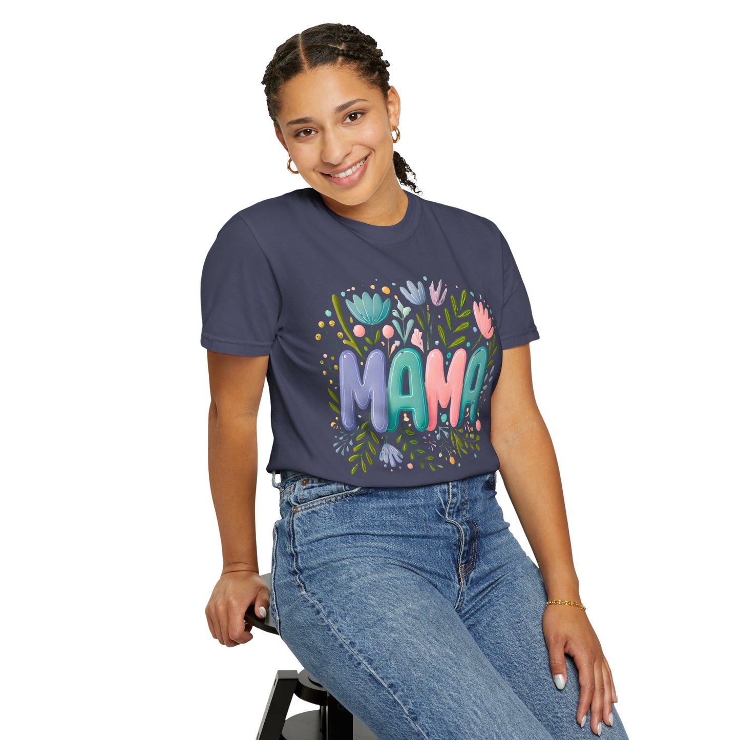 Floral Mama T-Shirt - Unisex Garment-Dyed Tee for Mother's Day