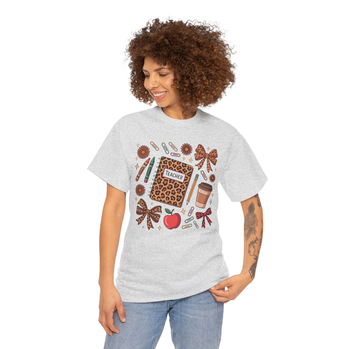 Leopard Print Teacher Unisex Heavy Cotton Tee