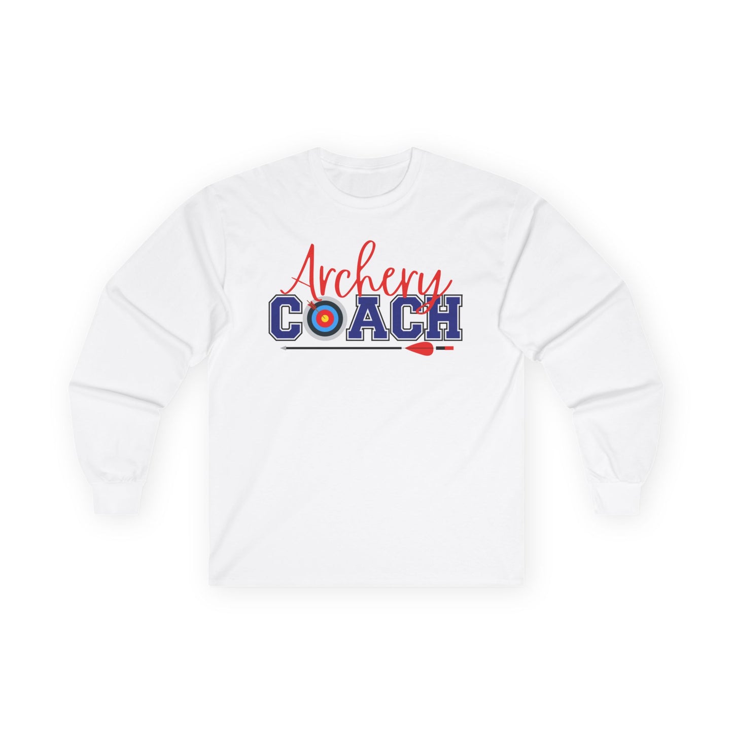Archery Coach Long Sleeve Tee, Gift for Coaches, Sportswear, Team Apparel, Archery Lover Gift, Casual Everyday Wear