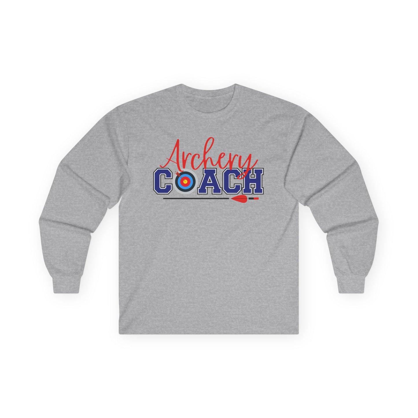 Archery Coach Long Sleeve Tee, Gift for Coaches, Sportswear, Team Apparel, Archery Lover Gift, Casual Everyday Wear