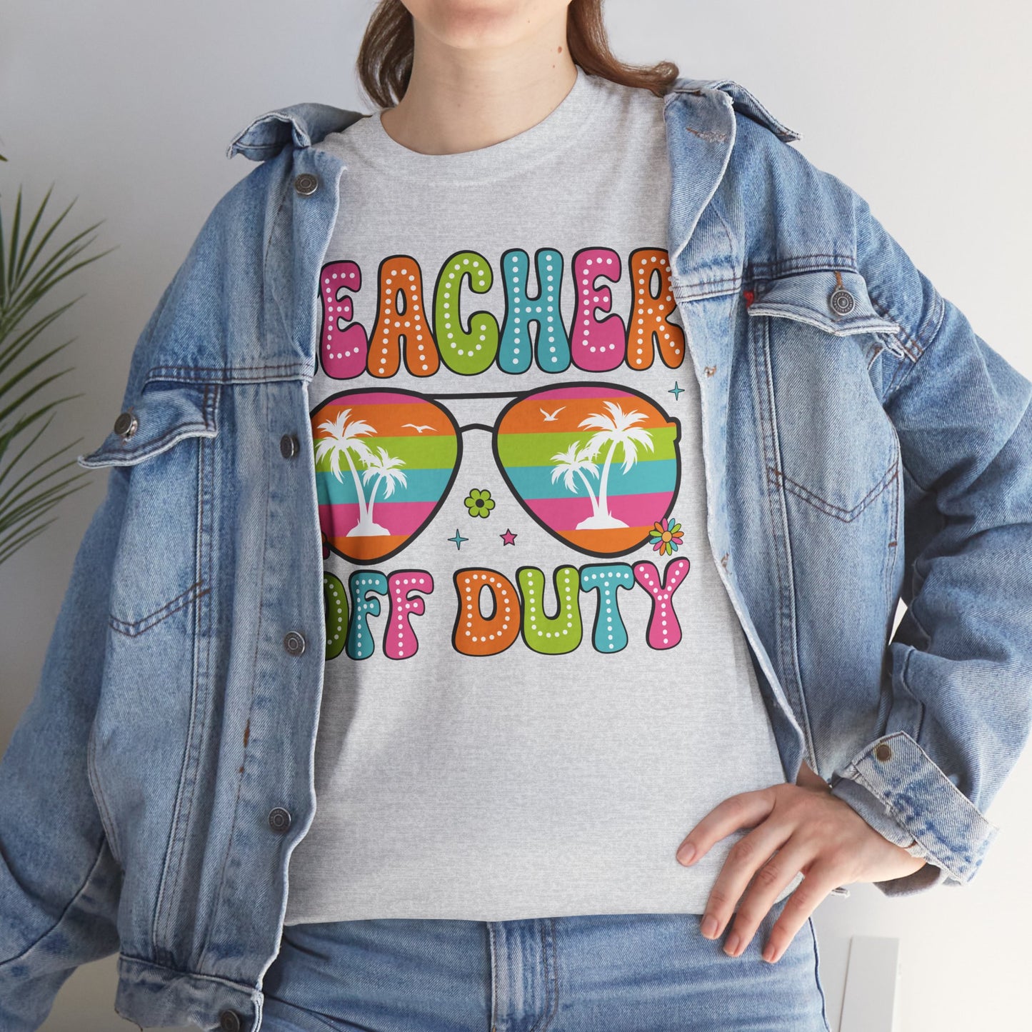 Teacher Off Duty Unisex Heavy Cotton Tee - Fun Summer Vibe T-Shirt