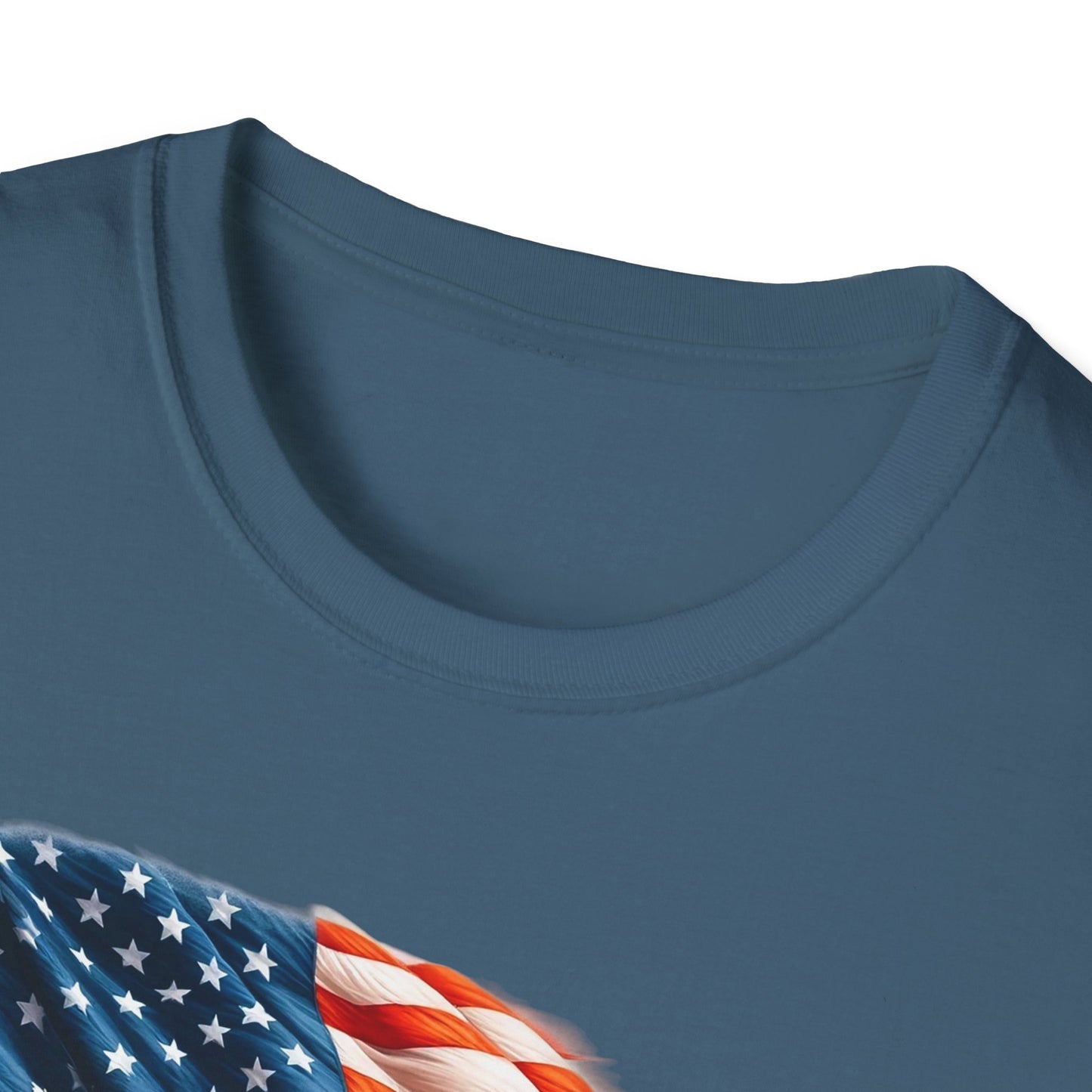 Patriotic Men's T-Shirt with Blue Crab and American Flag Design