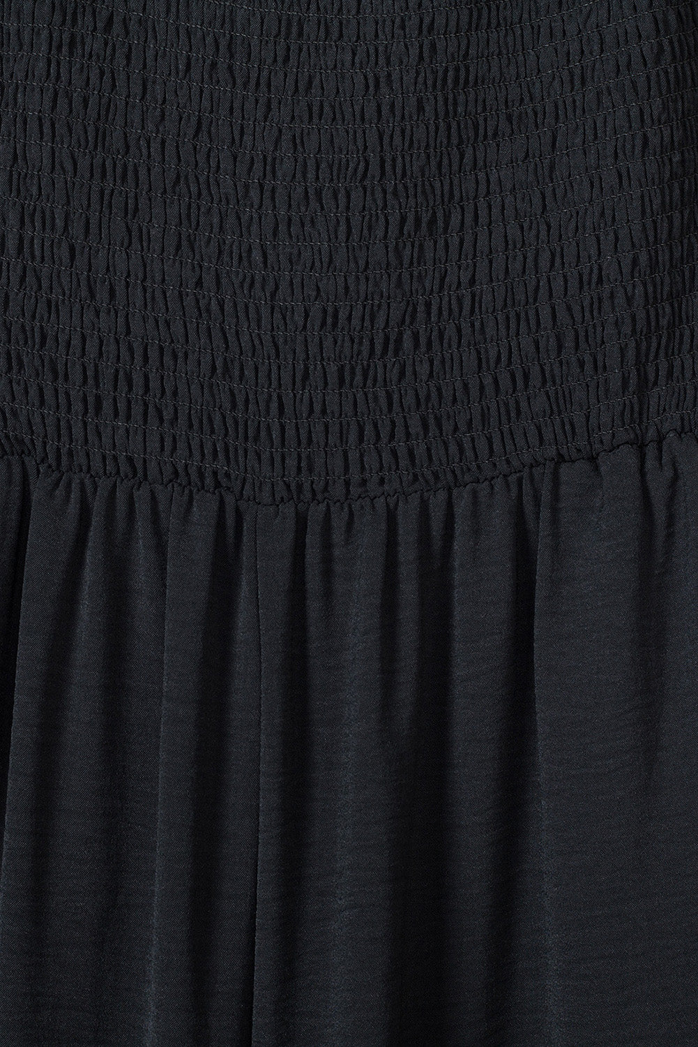 Black Smocked Sleeveless Wide Leg Jumpsuit with Pockets