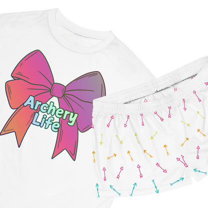 Archery Life Women's Pajama Set - Fun & Cozy Sleepwear, Cute Sleep Shorts, Gift for Archers, Relaxation Wear, Spring/Summer PJs