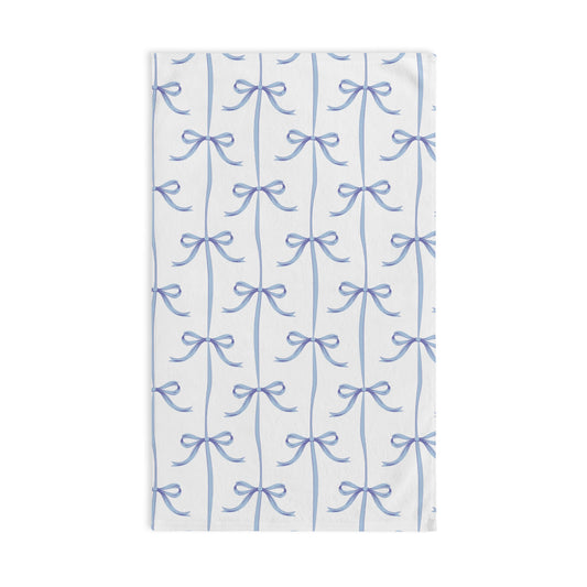 Blue Bow Pattern Hand Towel - Perfect for Home Decor & Gifts